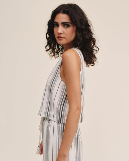 Bella Dahl Sleeveless Button Front Top - Boardwalk Stripe