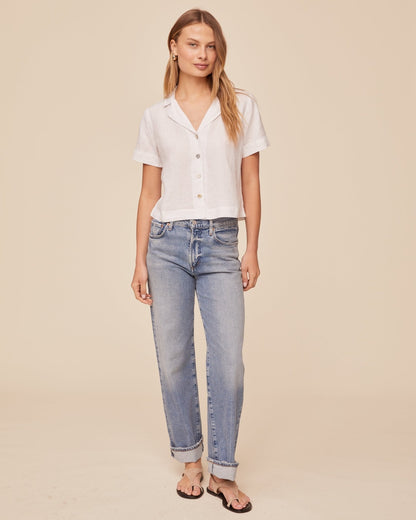 Bella Dahl Short Sleeve Flowy Button Down - White