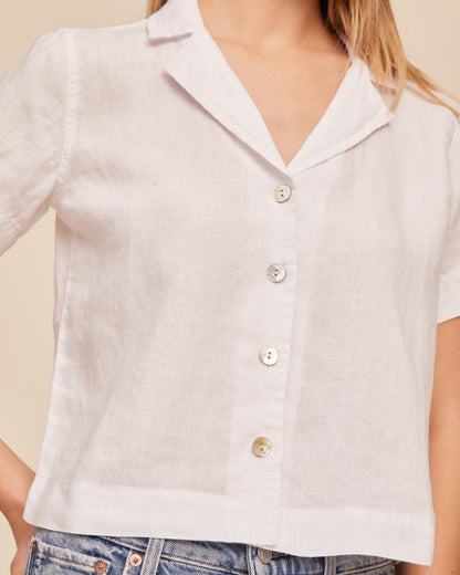 Bella Dahl Short Sleeve Flowy Button Down - White