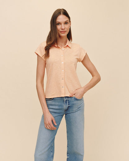 Bella Dahl Cap Sleeve Button Down - Golden Blush