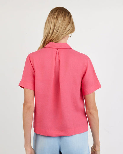 Bella Dahl Short Sleeve Flowy Button Down - Spiced Hibiscus