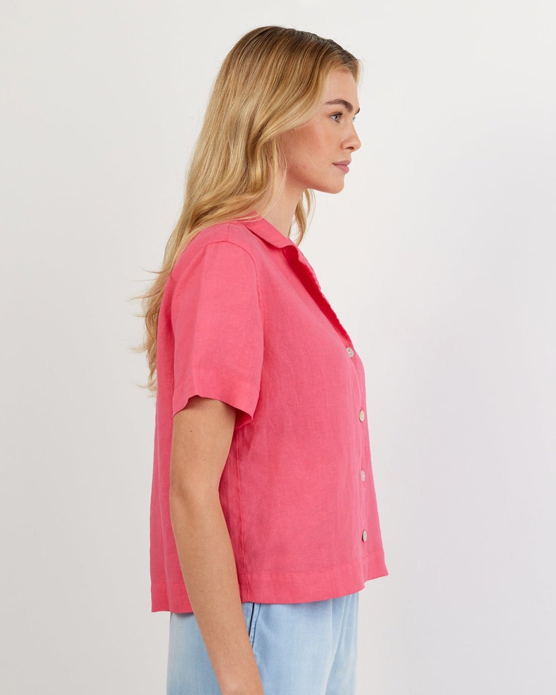 Bella Dahl Short Sleeve Flowy Button Down - Spiced Hibiscus