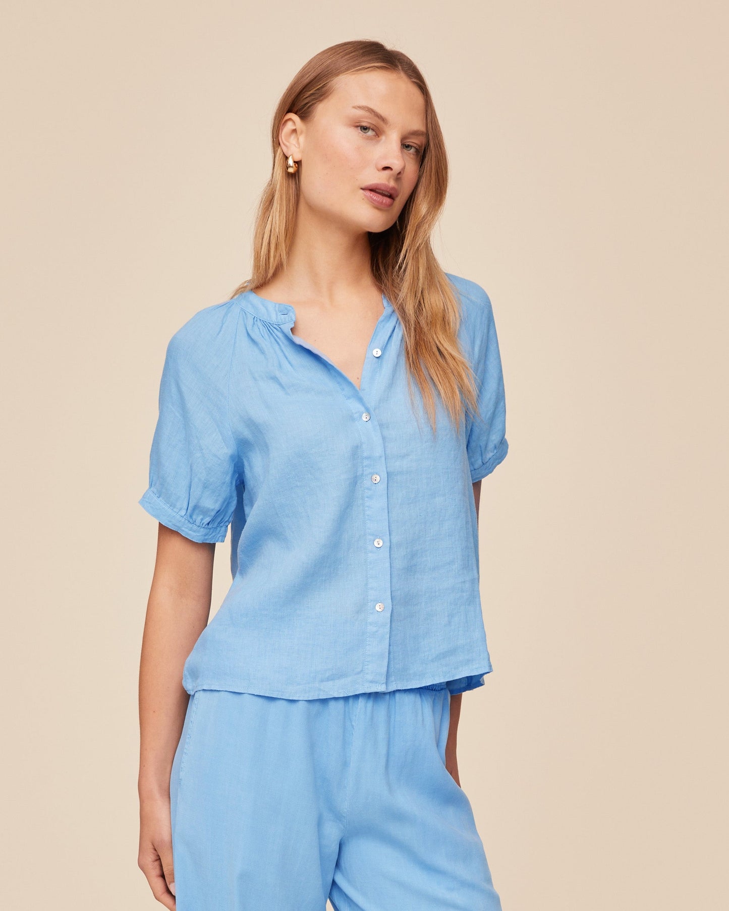 Bella Dahl Short Sleeve Raglan Shirt - Tidal Blue