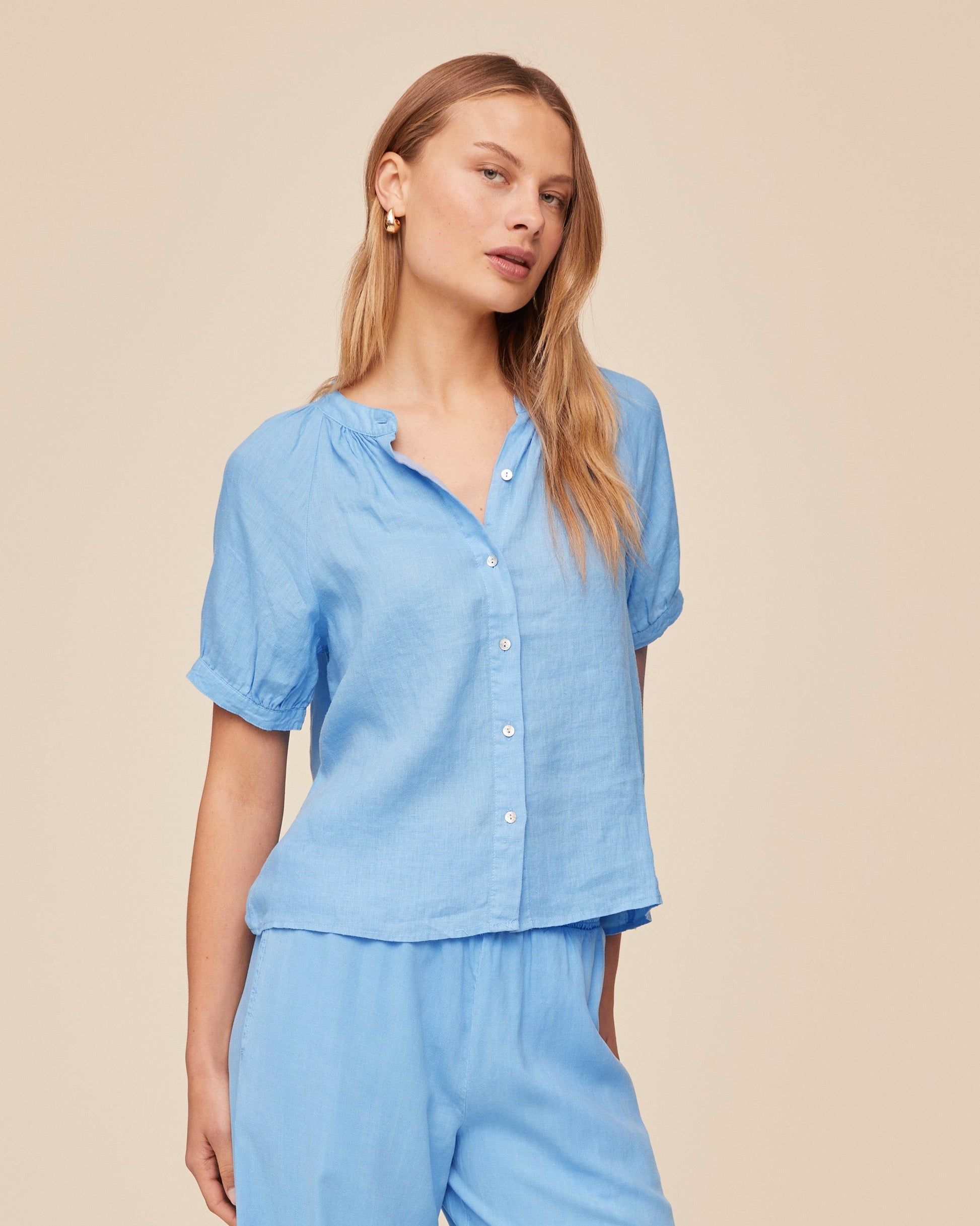 Bella Dahl Short Sleeve Raglan Shirt - Tidal Blue