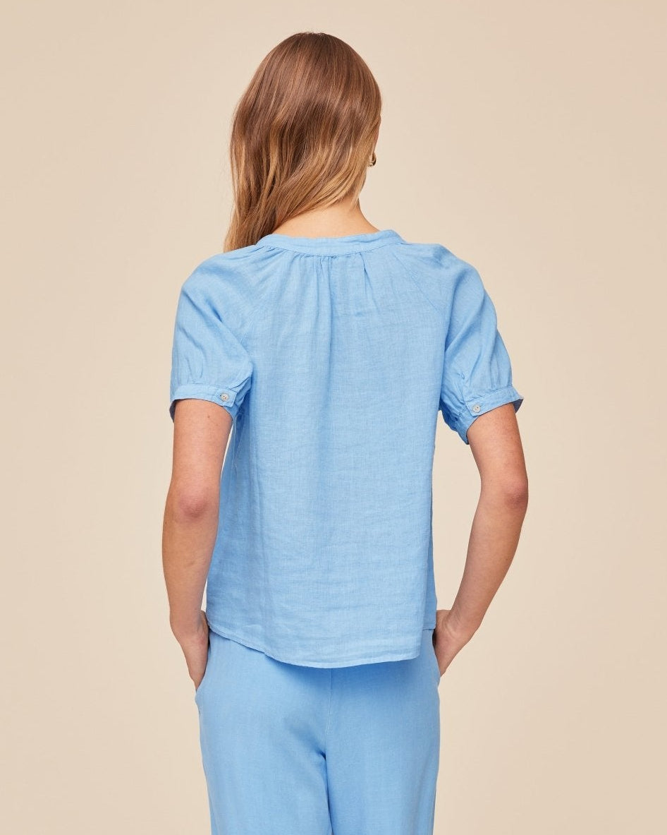 Bella Dahl Short Sleeve Raglan Shirt - Tidal Blue