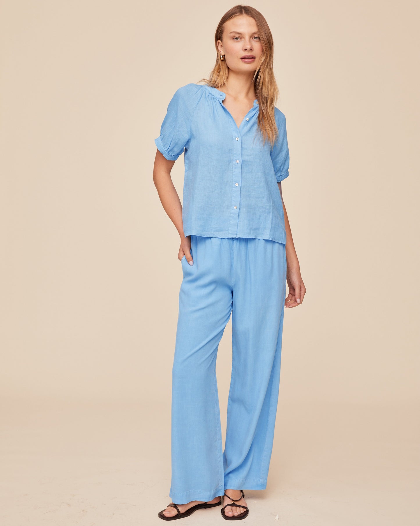 Bella Dahl Short Sleeve Raglan Shirt - Tidal Blue