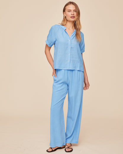 Bella Dahl Short Sleeve Raglan Shirt - Tidal Blue