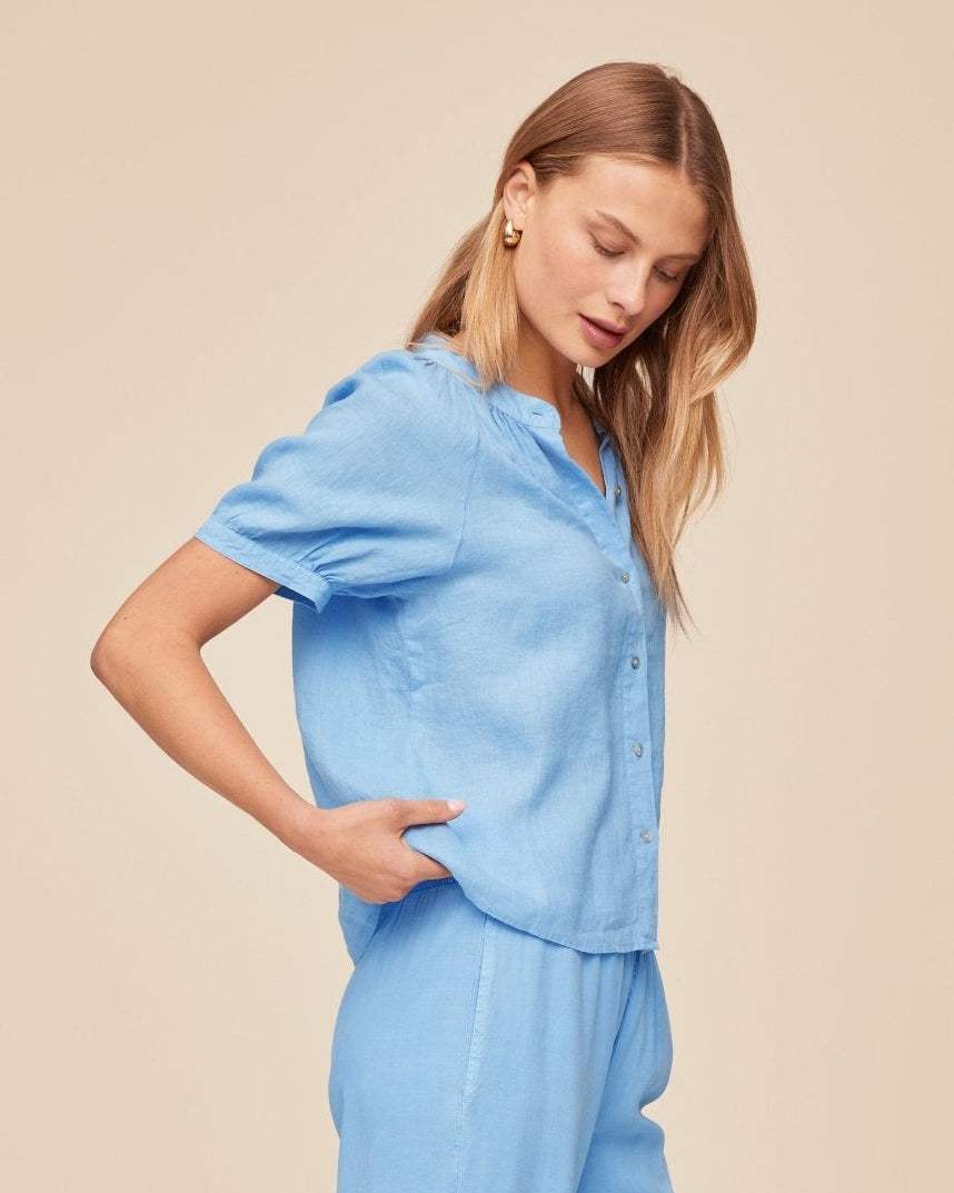 Bella Dahl Short Sleeve Raglan Shirt - Tidal Blue