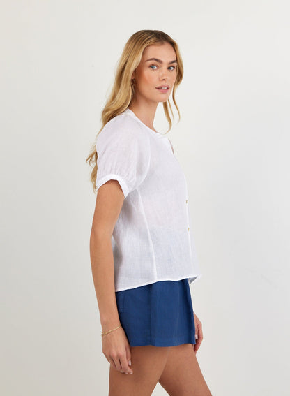 Bella Dahl Short Sleeve Raglan Shirt - White