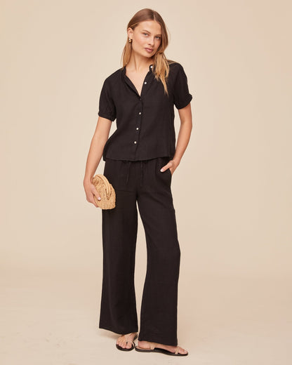 Bella Dahl Short Sleeve Raglan Shirt - Black