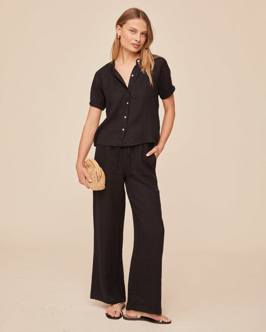 Bella Dahl Short Sleeve Raglan Shirt - Black