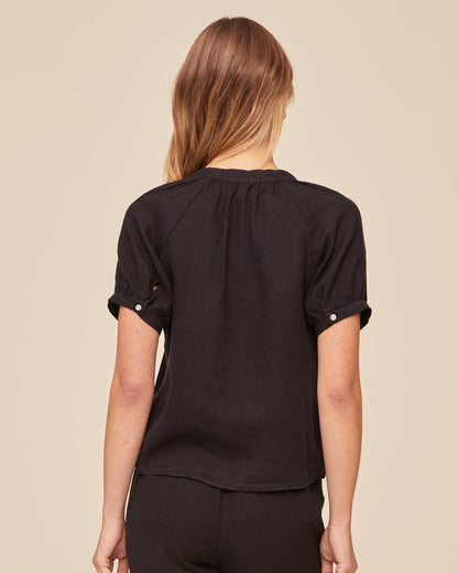 Bella Dahl Short Sleeve Raglan Shirt - Black