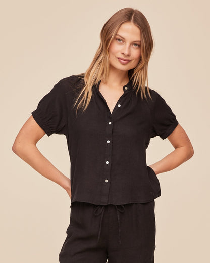 Bella Dahl Short Sleeve Raglan Shirt - Black