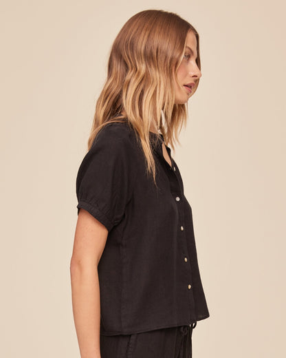 Bella Dahl Short Sleeve Raglan Shirt - Black