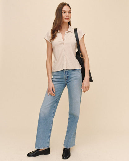 Bella Dahl Cap Sleeve Button Down - Linen Sand
