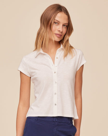 Bella Dahl Cap Sleeve Button Down - White
