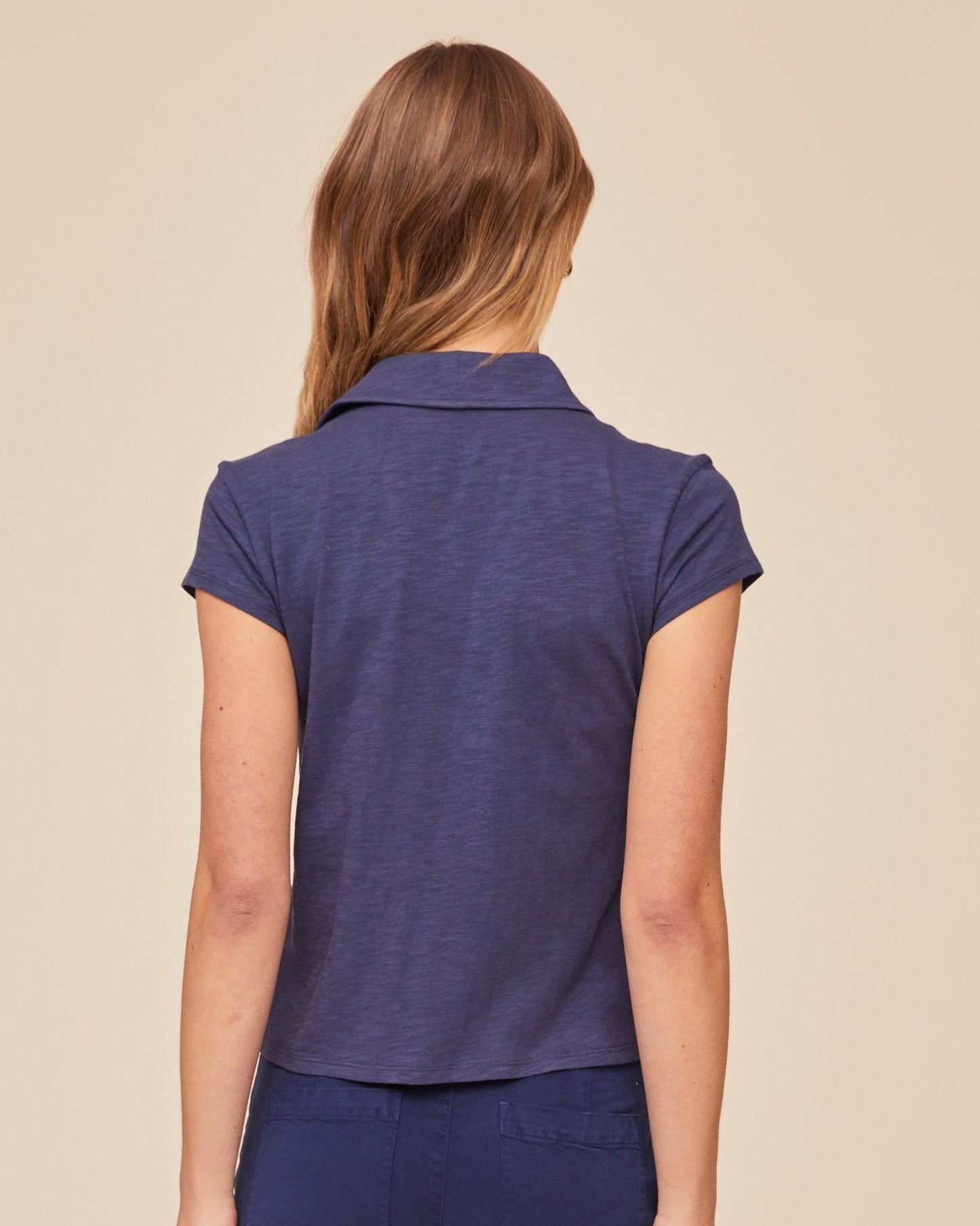 Bella Dahl Cap Sleeve Button Down - Midnight Surf