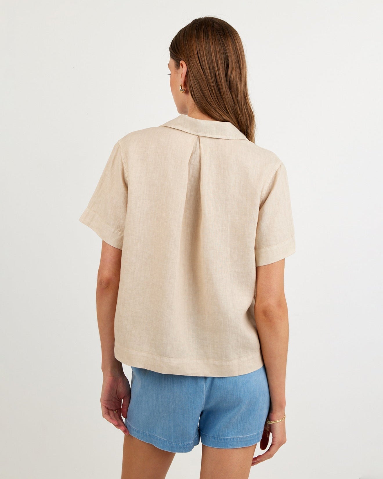 Bella Dahl Short Sleeve Flowy Button Down - Linen Sand