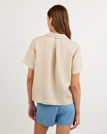 Bella Dahl Short Sleeve Flowy Button Down - Linen Sand