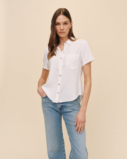 Bella Dahl Short Sleeve Pocket Button Down in White - Bella Dahl