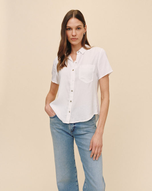 Bella Dahl Short Sleeve Pocket Button Down in White - Bella Dahl