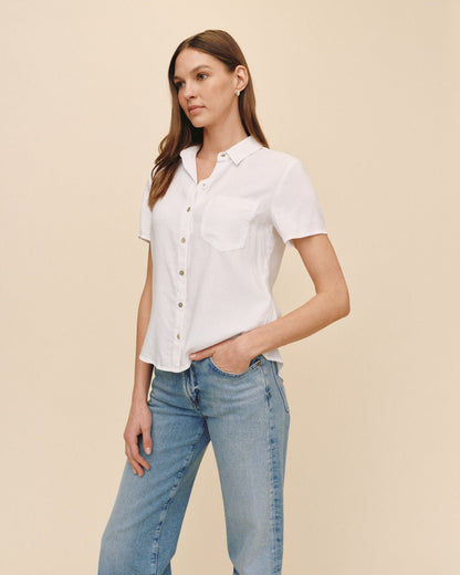 Bella Dahl Short Sleeve Pocket Button Down in White - Bella Dahl