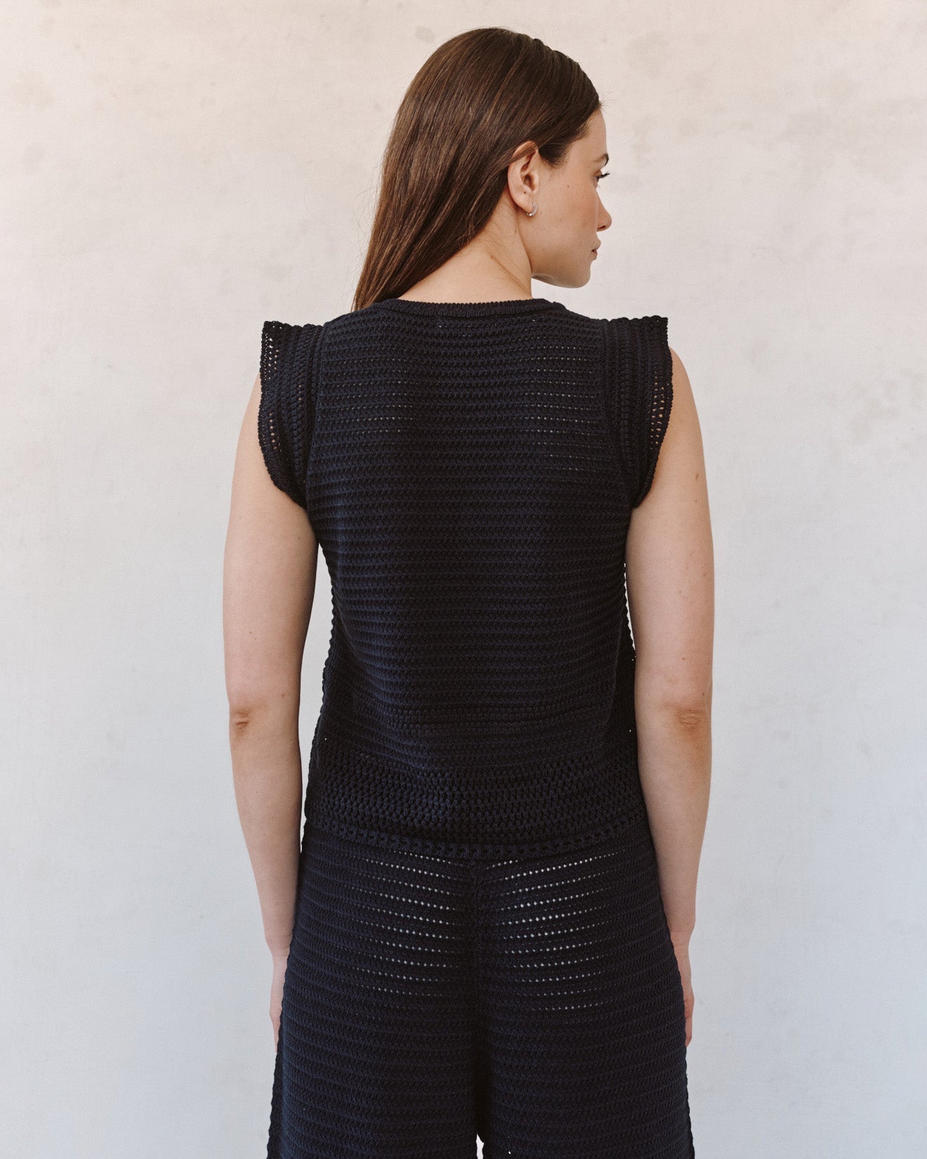 Bella Dahl Short Sleeve V-Neck Crochet Top - Black