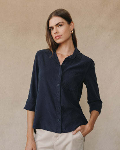 Bella Dahl Shirt Tail Button Down in Endless Sea - Bella Dahl