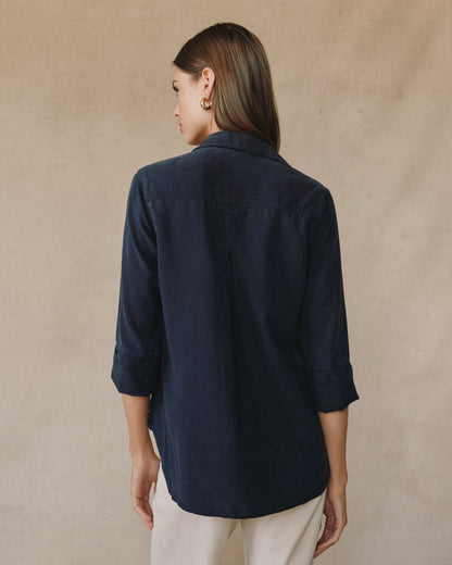 Bella Dahl Shirt Tail Button Down in Endless Sea - Bella Dahl