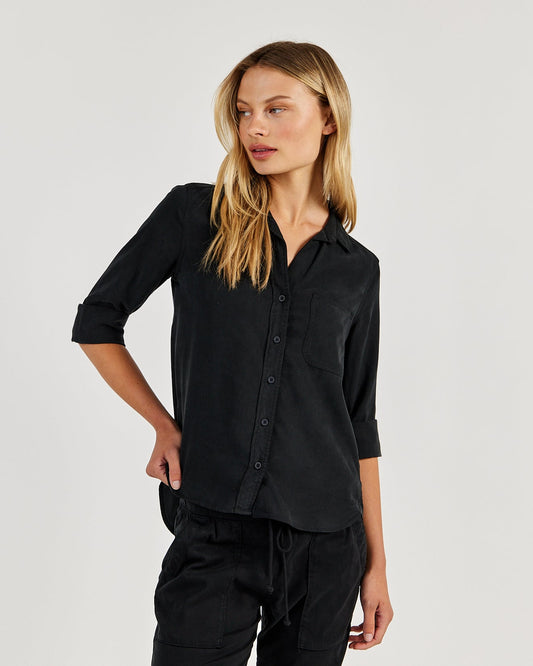 Bella Dahl Shirt Tail Button Down in Vintage Black - Bella Dahl