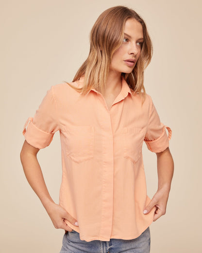 Bella Dahl Split Back Button Down - Golden Blush