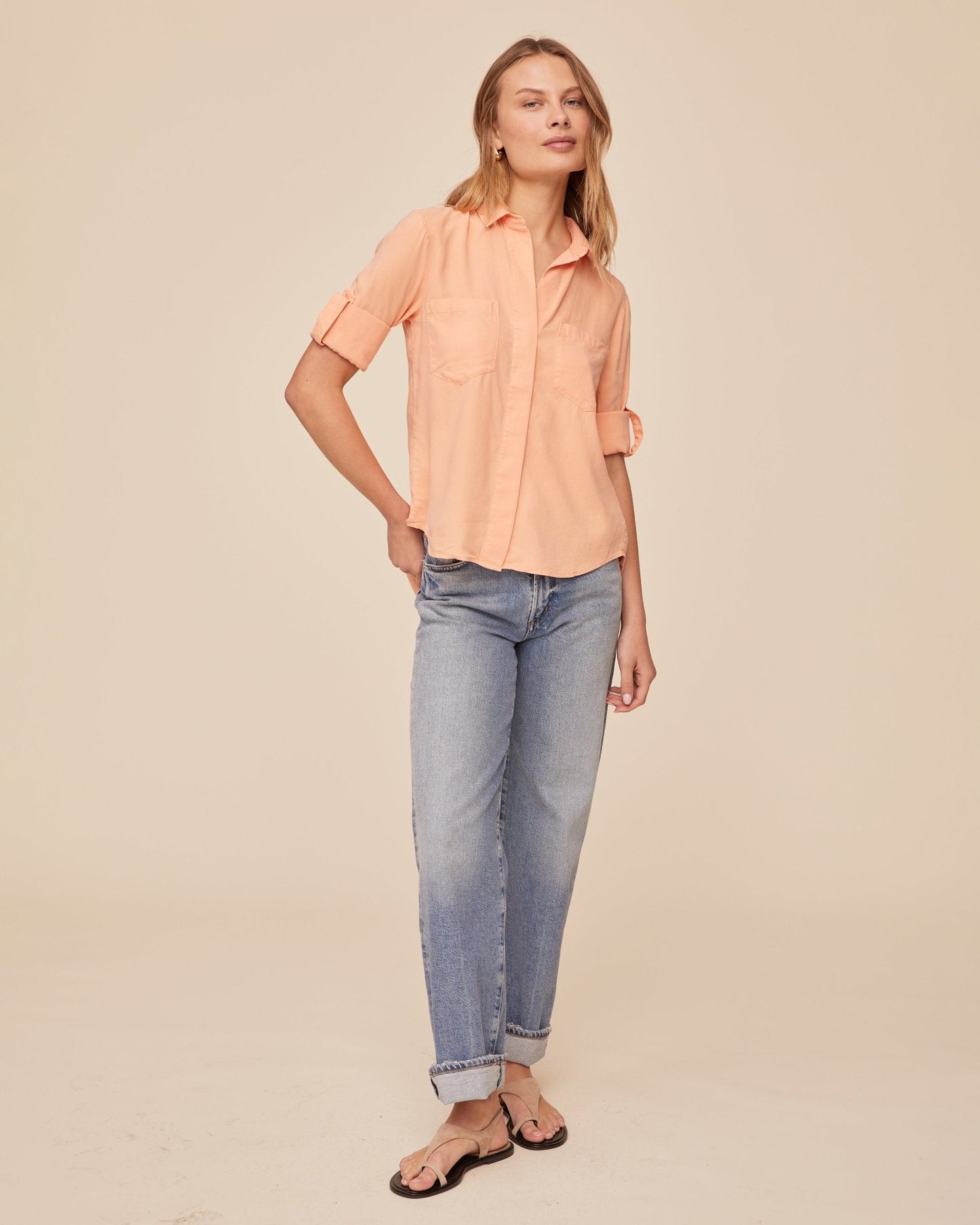 Bella Dahl Split Back Button Down - Golden Blush