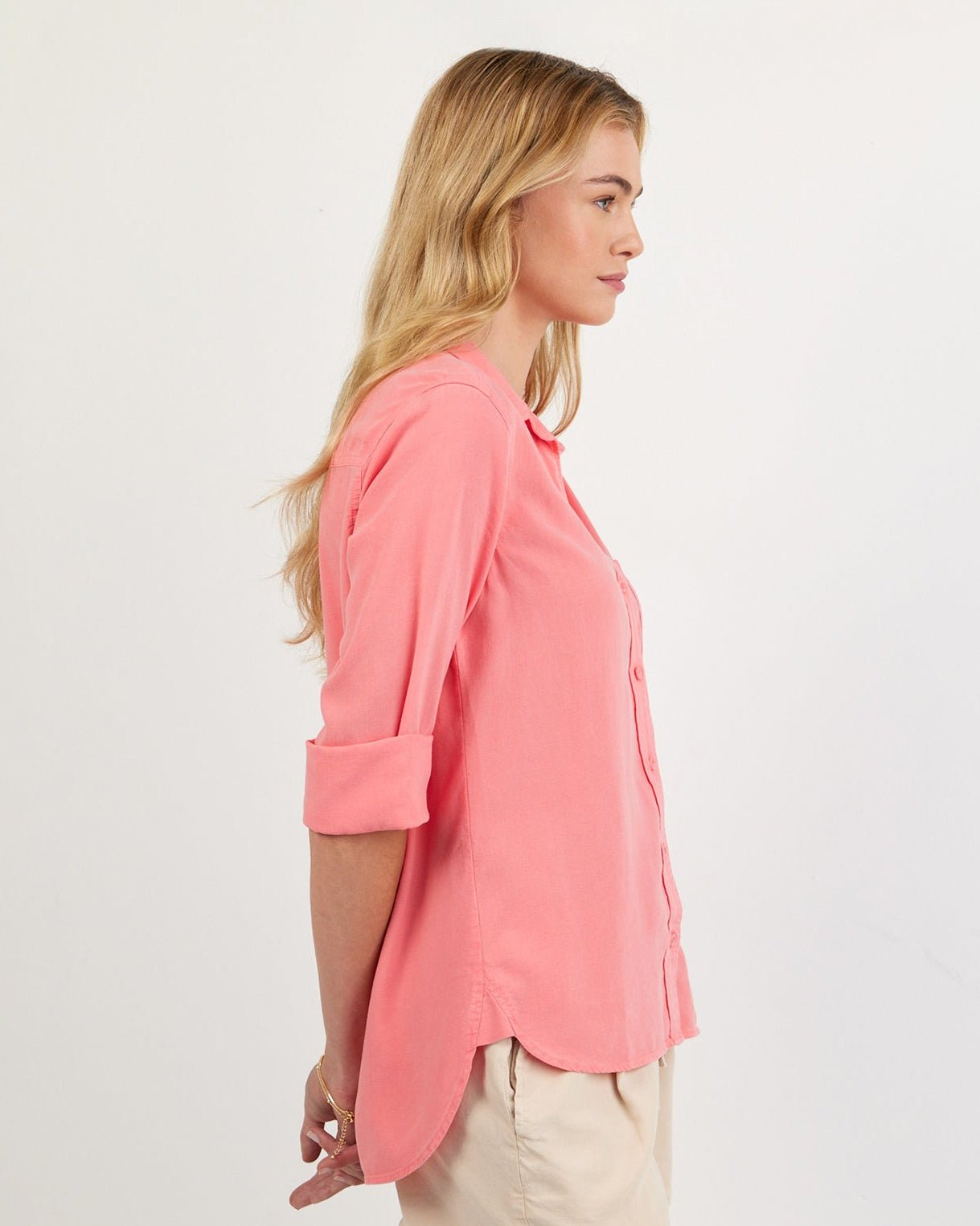 Bella Dahl Shirt Tail Button Down - Wild Coral