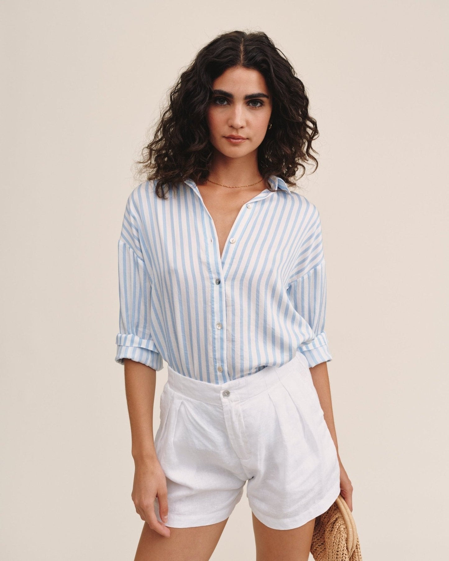Bella Dahl Oversized Button Down - Tidal Blue Stripe