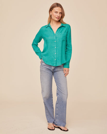 Bella Dahl Pocket Button Down - Aqua Green