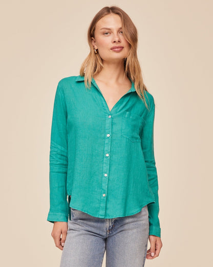 Bella Dahl Pocket Button Down - Aqua Green