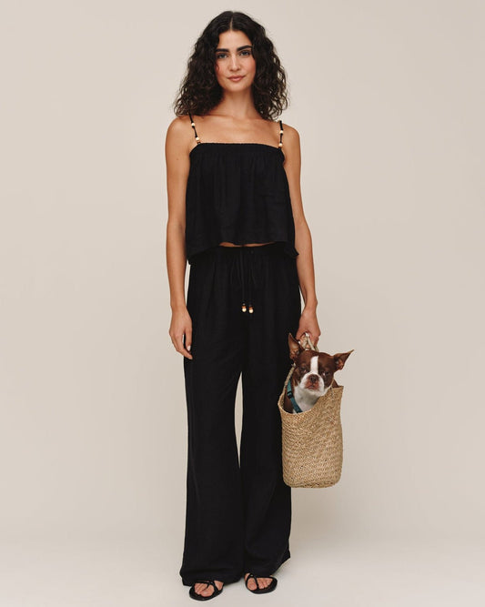 Bella Dahl Beaded Drawstring Beach Pant - Black