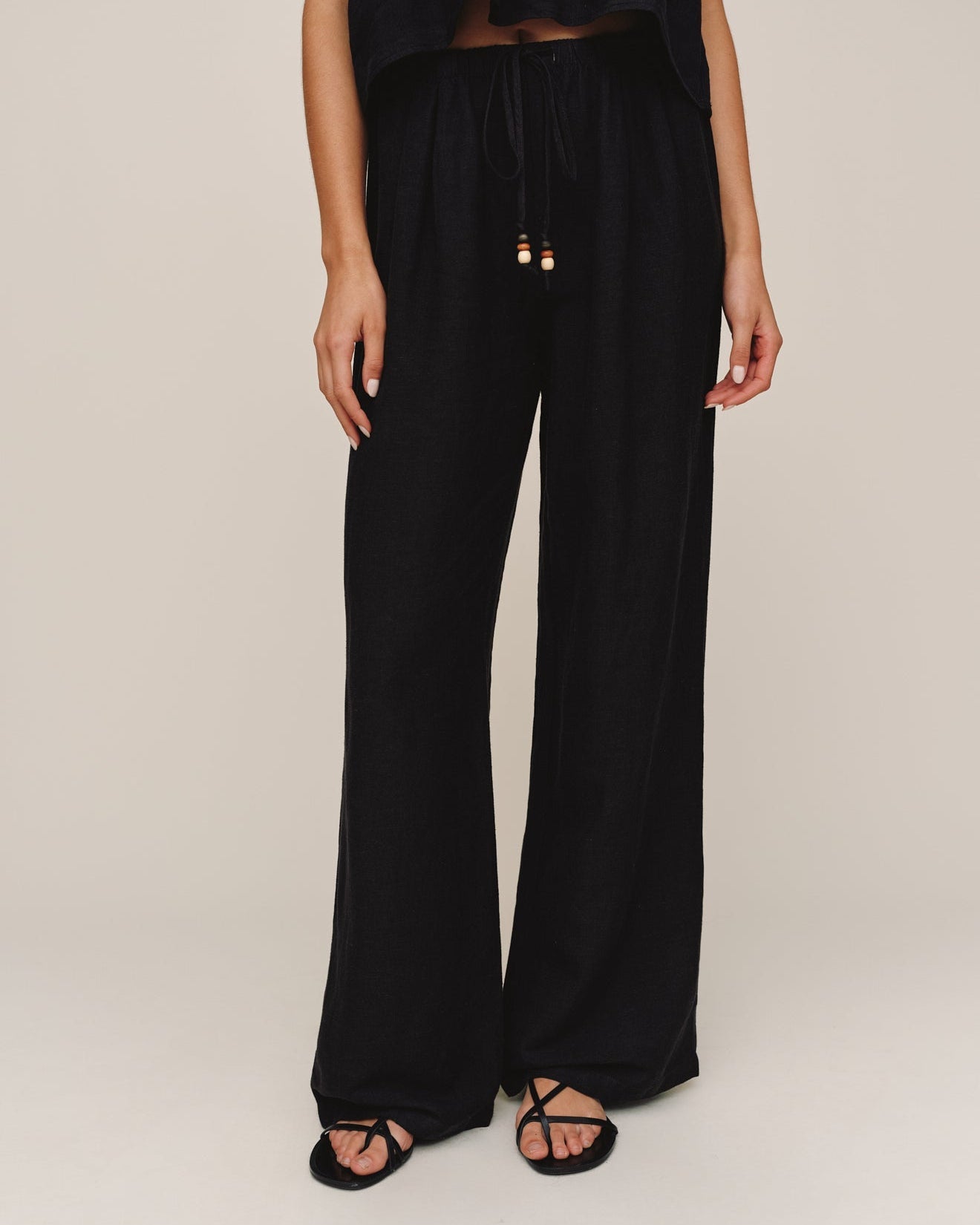 Bella Dahl Beaded Drawstring Beach Pant - Black