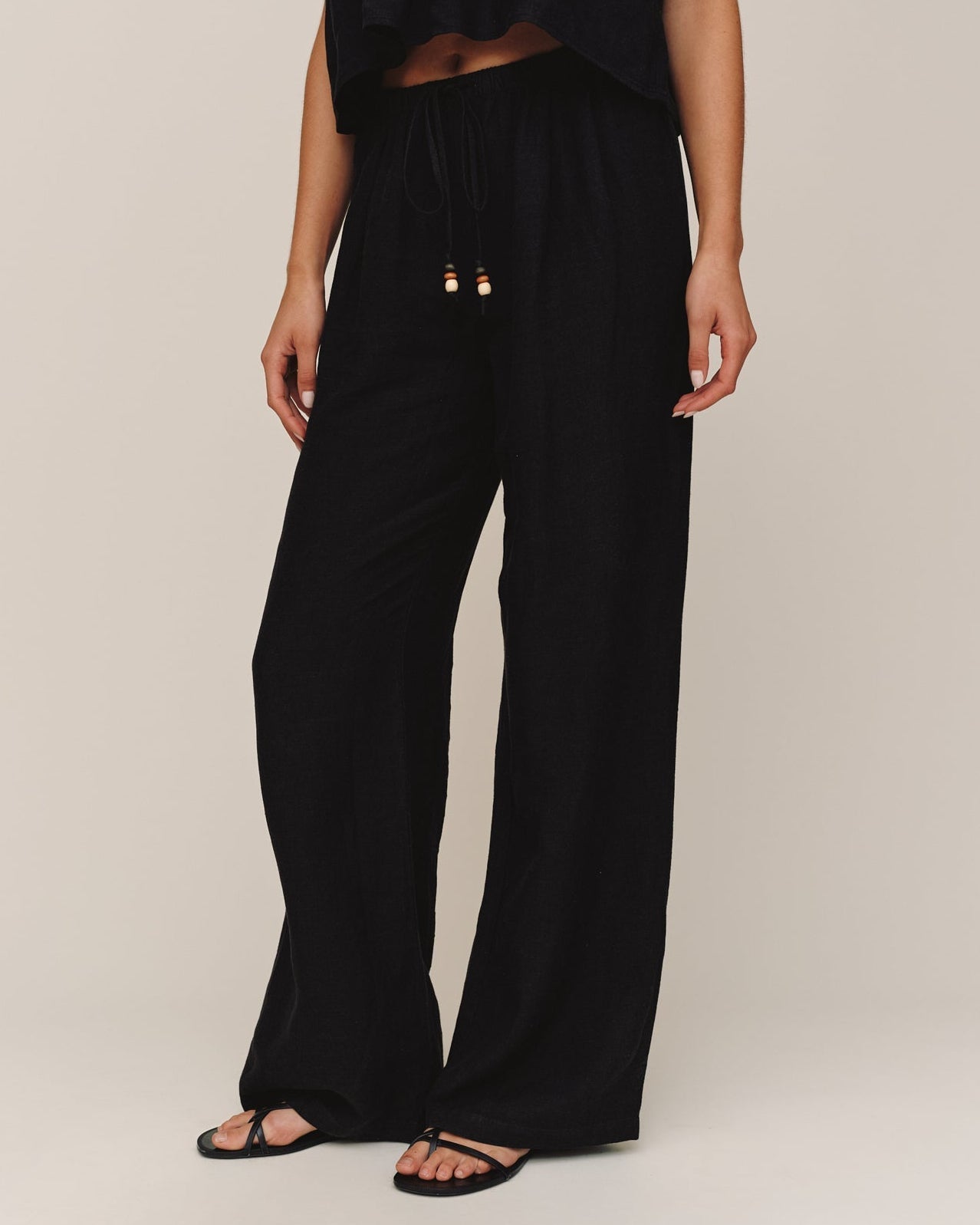 Bella Dahl Beaded Drawstring Beach Pant - Black