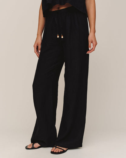 Bella Dahl Beaded Drawstring Beach Pant - Black