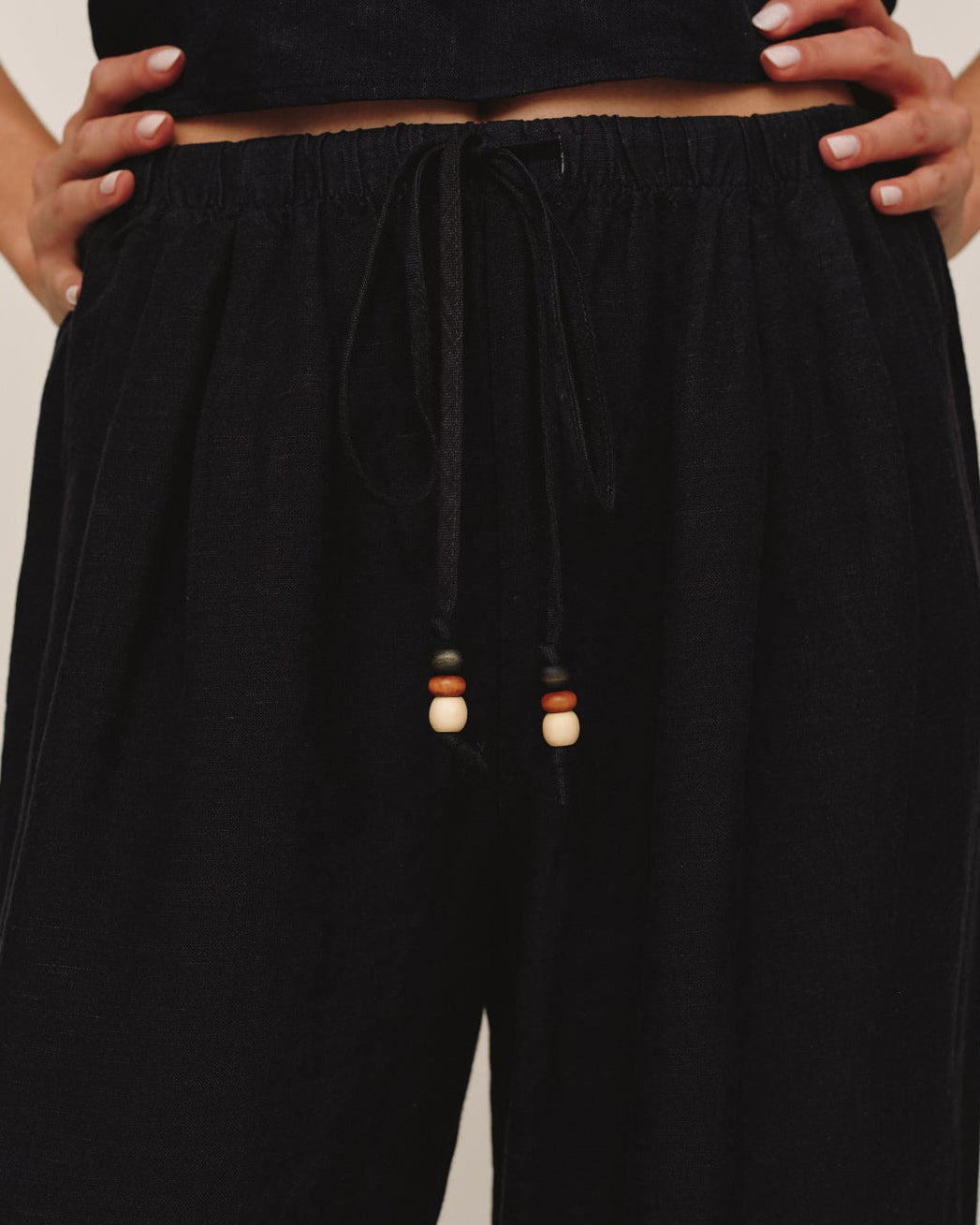 Bella Dahl Beaded Drawstring Beach Pant - Black