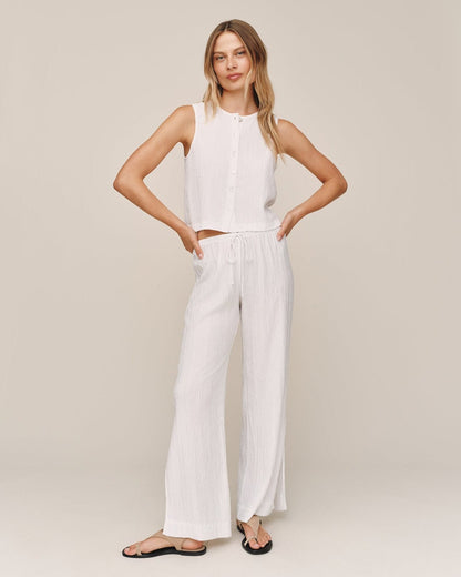 Bella Dahl Side Slit Beach Pant - White