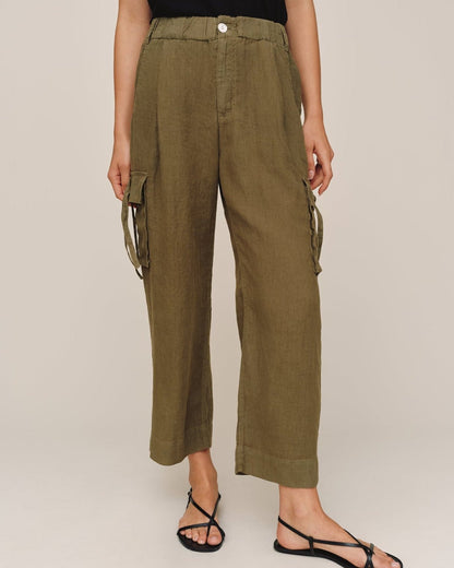Bella Dahl Cargo Ties Pant - Olive Stone