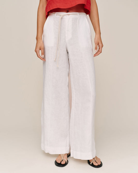 Bella Dahl Clean Waist Pintuck Wide Leg - White