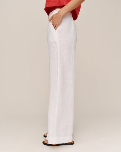 Bella Dahl Clean Waist Pintuck Wide Leg - White