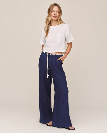 Bella Dahl Clean Waist Pintuck Wide Leg - Nautical Night