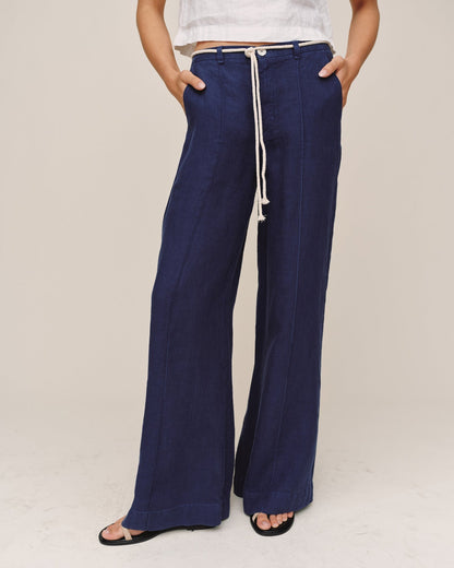 Bella Dahl Clean Waist Pintuck Wide Leg - Nautical Night