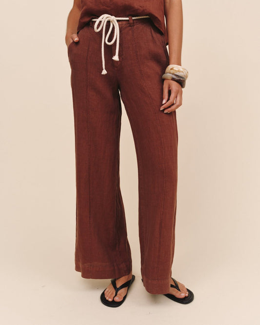 Bella Dahl Clean Waist Pintuck Wide Leg - Sea Glass Brown