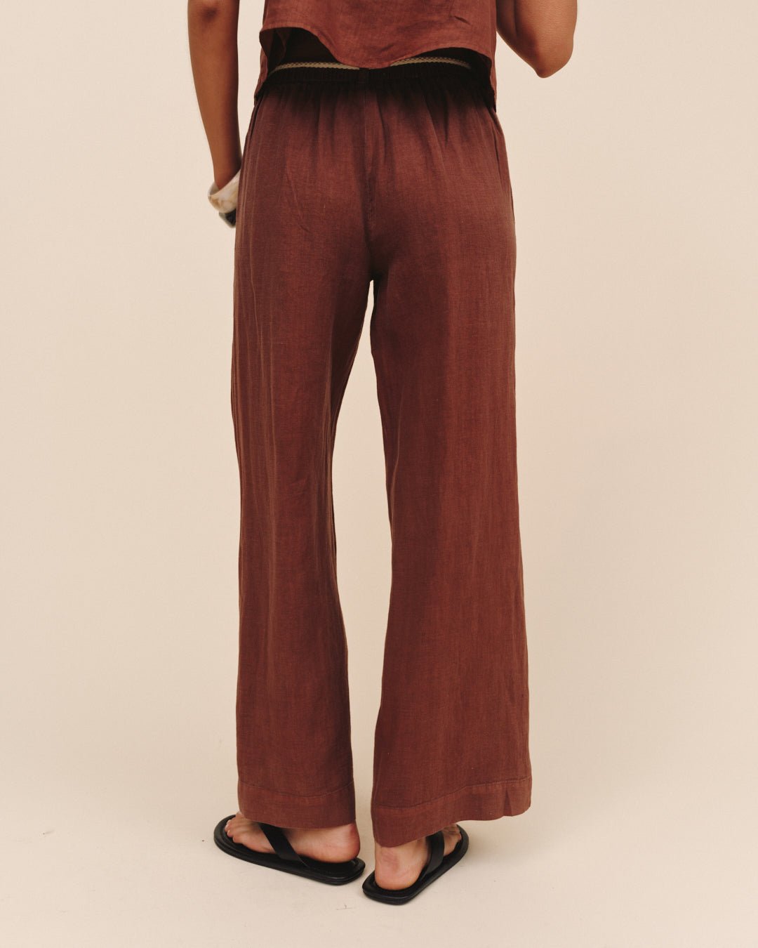 Bella Dahl Clean Waist Pintuck Wide Leg - Sea Glass Brown
