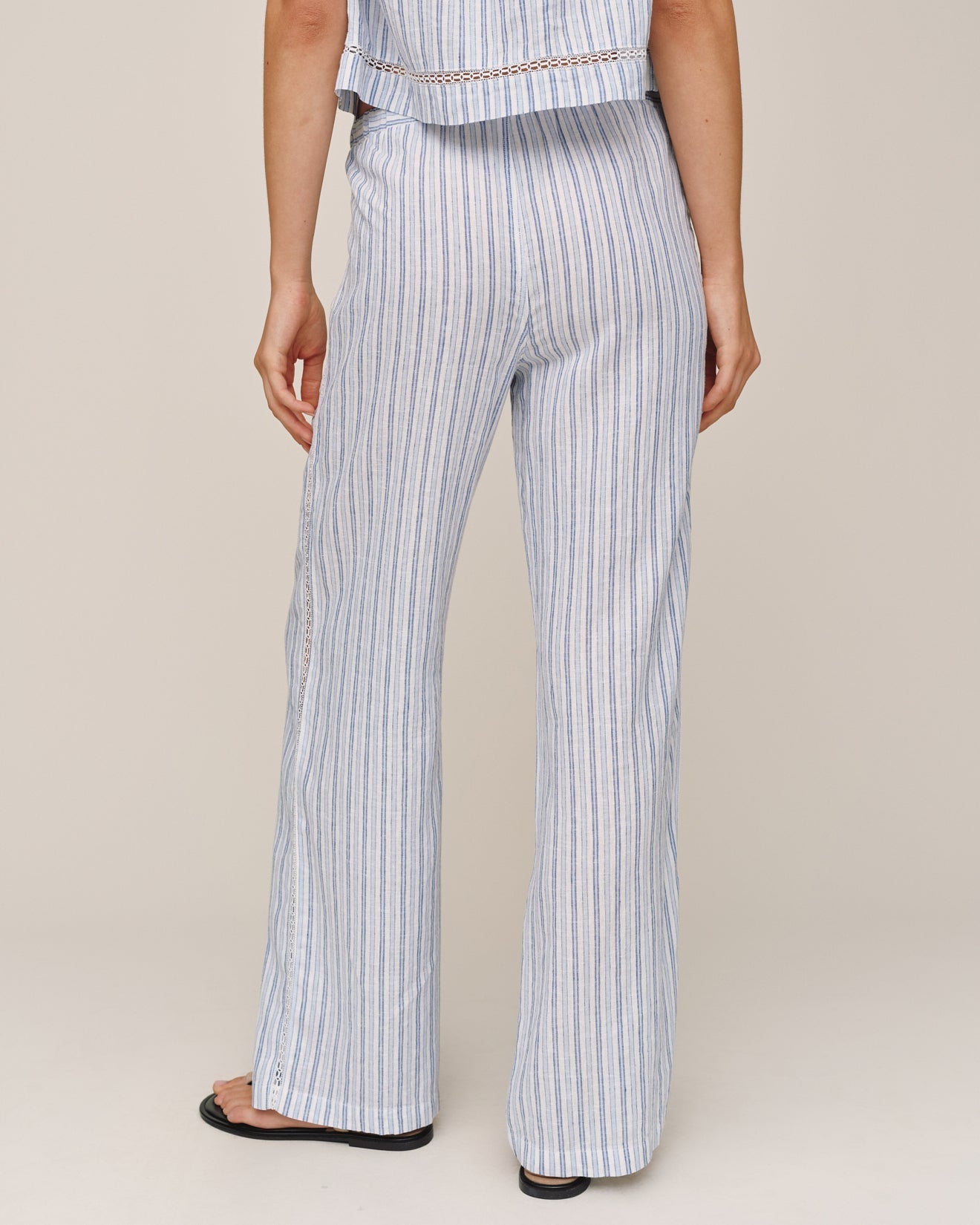 Bella Dahl Lattice Side Stripe Drawstring Pant - Ocean Blue Stripe